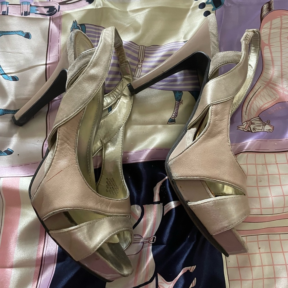Taupe Peep Toe Heels